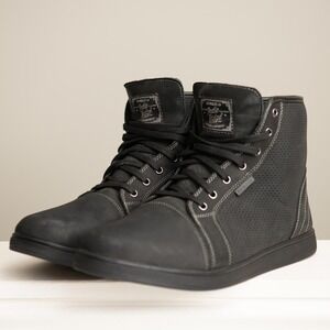 Indie Ridge Knight Sz 14 Black Leather Ventilated Motorcycle Boots Moto Urban